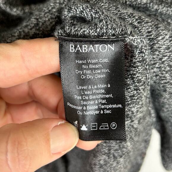 Aritzia Babaton Erin Linen Blend Sweater Gray Size Medium Relaxed Fit V-Neck - Picture 8 of 8